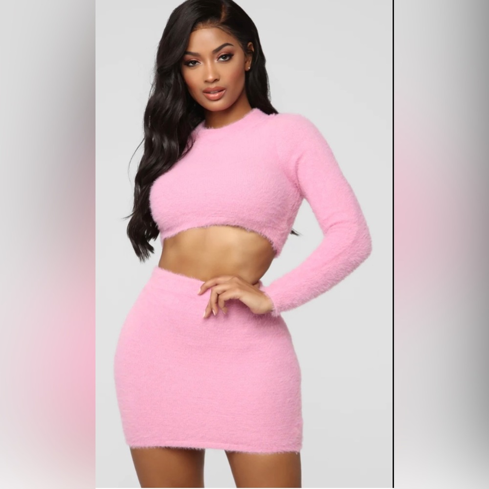 Pink Fuzzy Cropped Top Fashion Nova